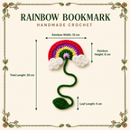 Rainbow crochet bookmark size guide, 30 cm total length
