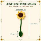 Sunflower crochet bookmark size guide, 30 cm total length