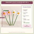 Crochet puff flower set measurements and product details