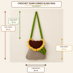 Crochet sunflower sling bag measurement guide