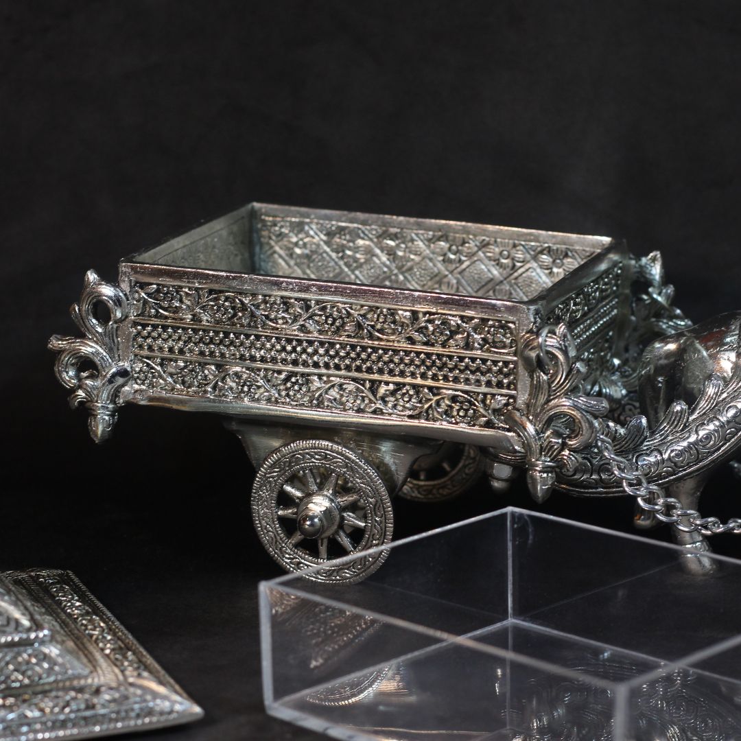 Silver-Finish Horse Cart Showpiece — view 5