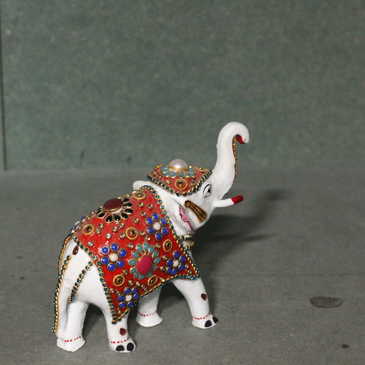 White Meenakari Jewelled Elephant – 4 inch — view 8
