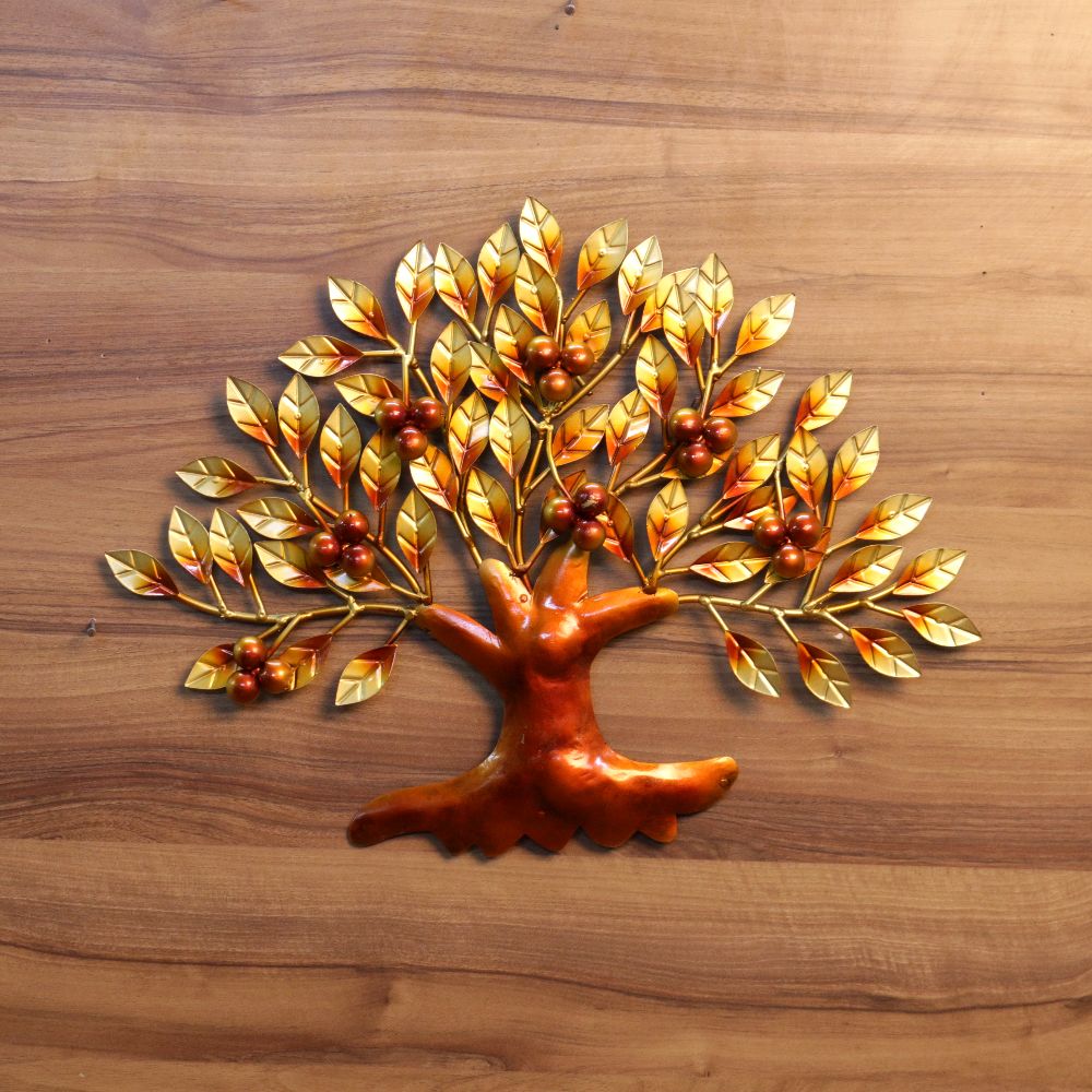 Iron Cherry Tree Wall Art – Small — Warm brown trunk with gold and amber leaves