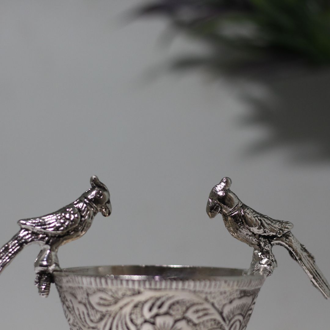 Silver-Finish Parrot Bowl