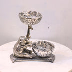 Elephant Twin Bowl Stand – Silver Finish — view 2