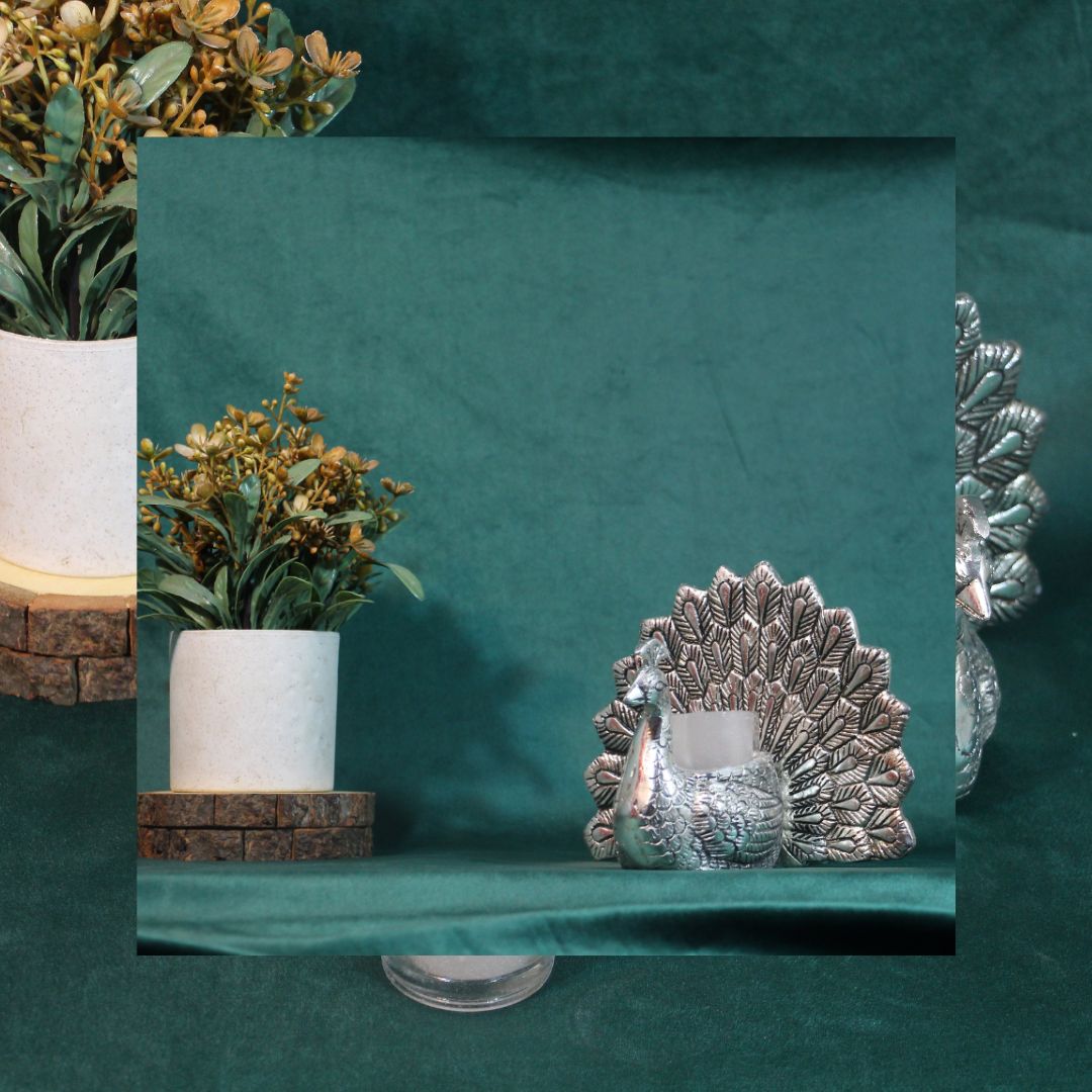 Peacock Tealight Holder with Spread Tail — view 5