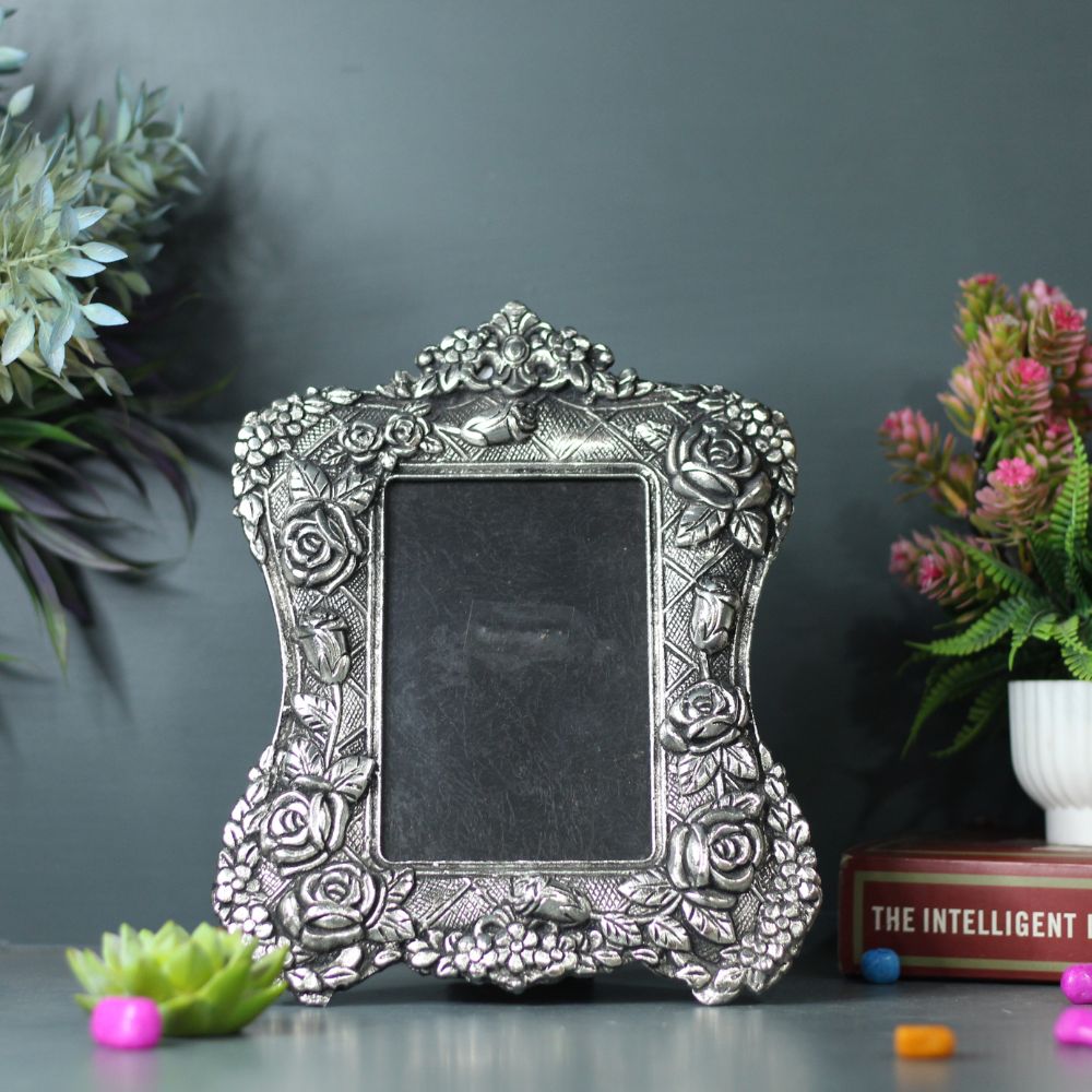 Rose Scroll Photo Frame – Silver Finish