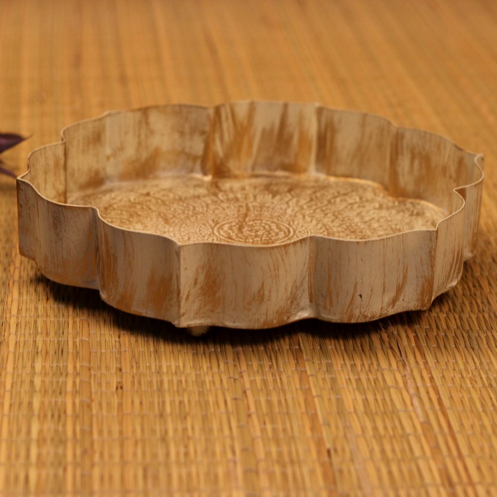 Lotus Petal Serving Tray – White — view 3