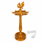 Full view of Divine Peacock Electric Diya with Indian two-pin plug
