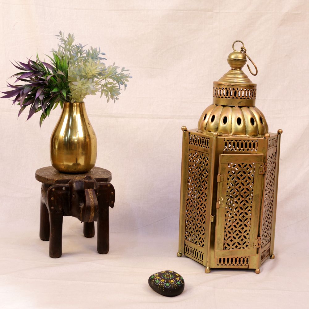 Karbuja Lantern – Extra Large — Antique gold tone