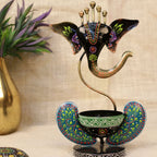 Painted Ganesha Tealight Holder – Black — view 4