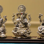 Laxmi Ganesh Saraswati Idol Set – Silver Finish, Boxed — view 5