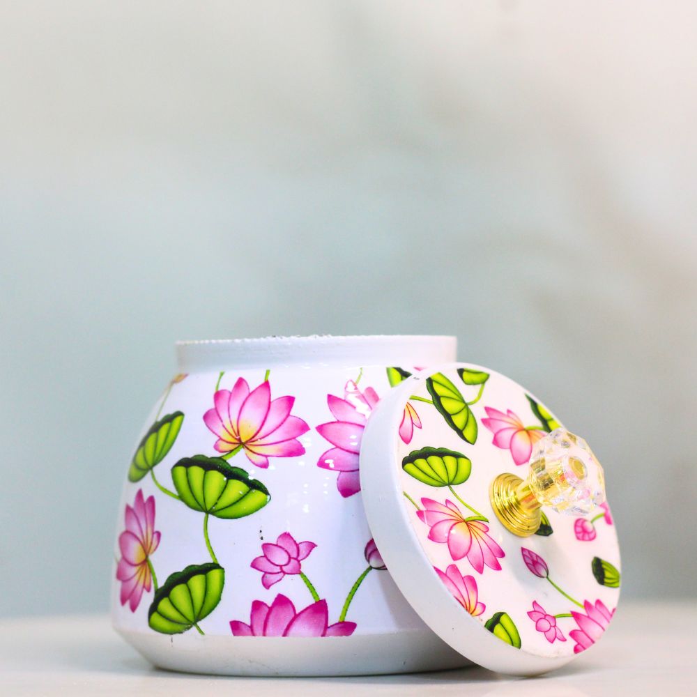 Hand-Painted Lotus Matki Bowl – 4 inch — view 5
