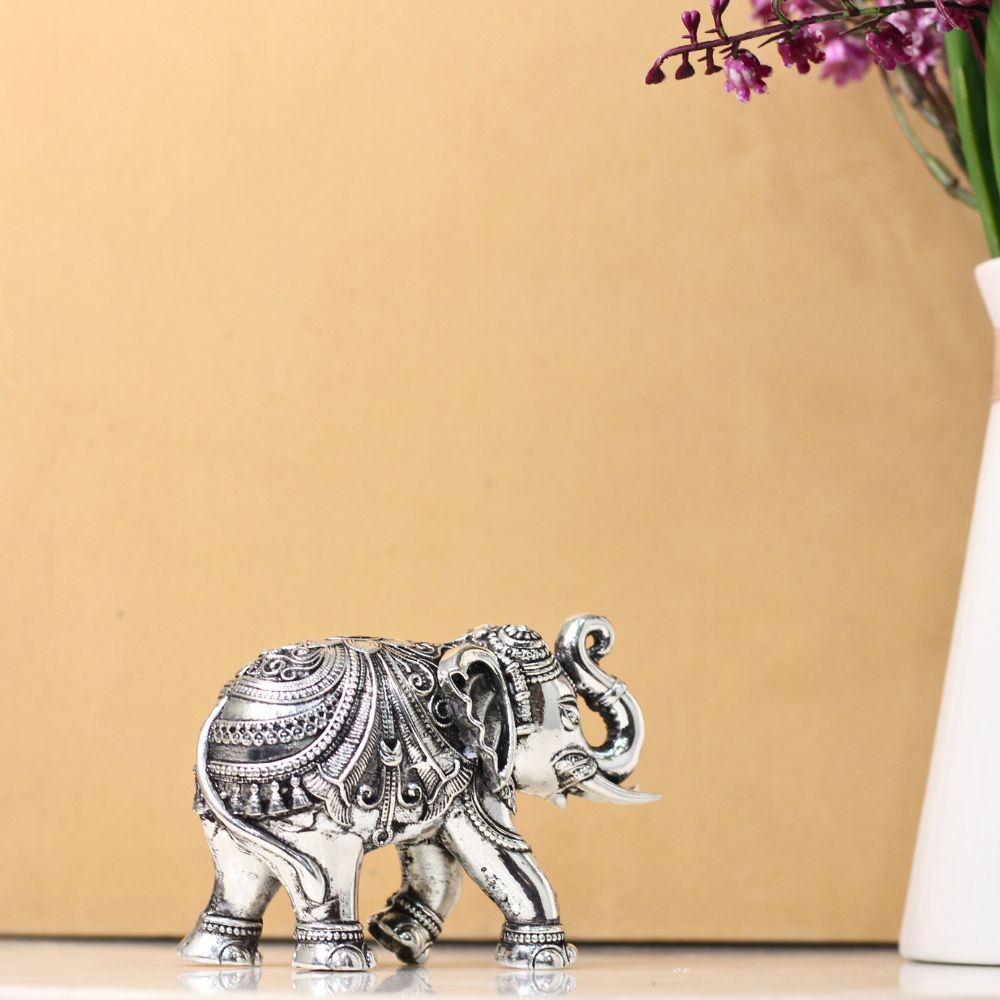 Silver-Finish Elephant Figurines – Set of 2 — view 2