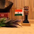 Wooden Ashok Pillar Natural Polish with Flag – 6 inch — view 3