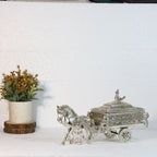 Silver-Finish Horse Cart Showpiece — Antique silver tone