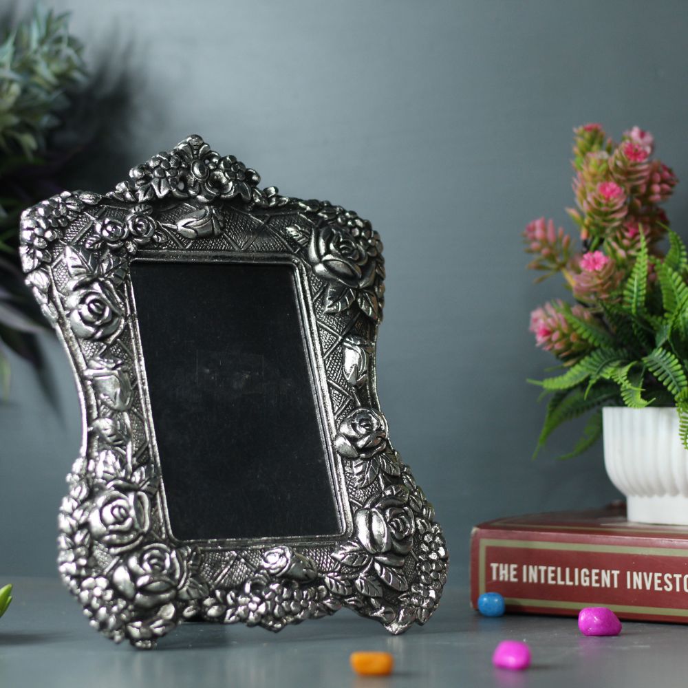 Rose Scroll Photo Frame – Silver Finish