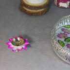 Iron Jali Basket with Meenakari Bowl and Diya