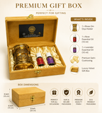 Aroma Burner Gift Set – Brass Burner with Rose & Lavender Aroma Oils in the Velvet Box