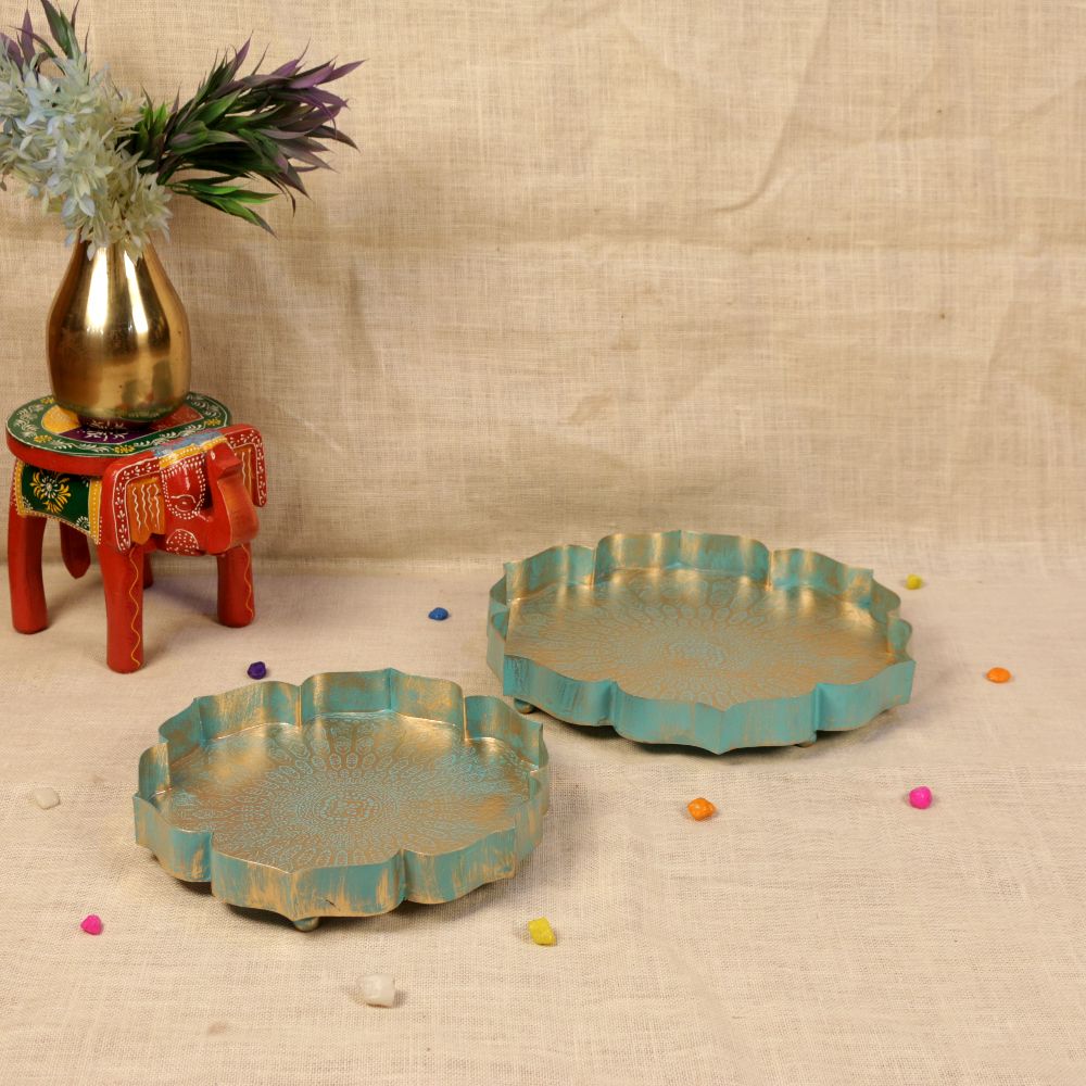 Star Tray – Green and Gold, Set of 2 — view 3