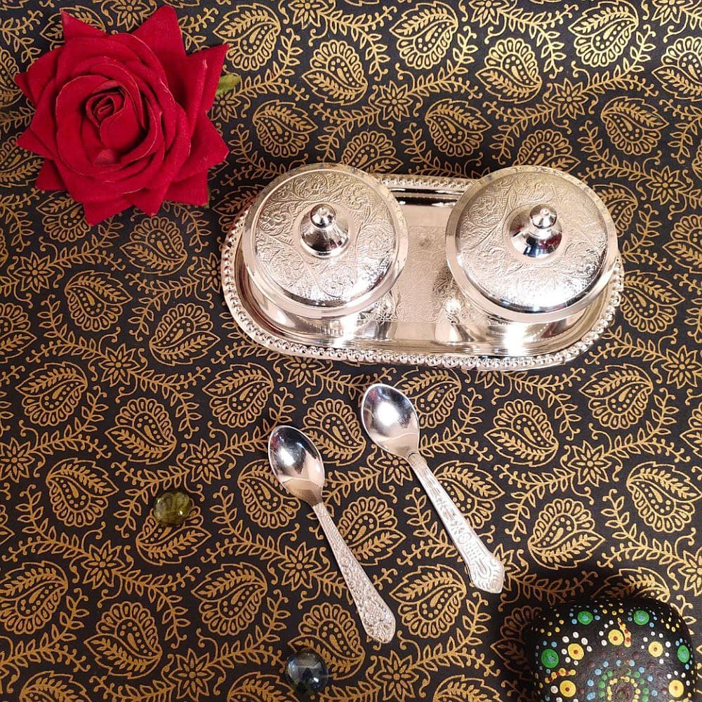 Silver Supari Bowl Set with Spoons and Tray — view 3