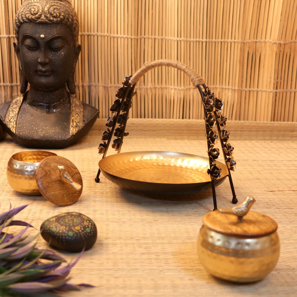 Rose Arch Basket with Lidded Bird Bowl — view 2