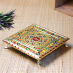 Meenakari-Painted Chowki – 10x10 inch
