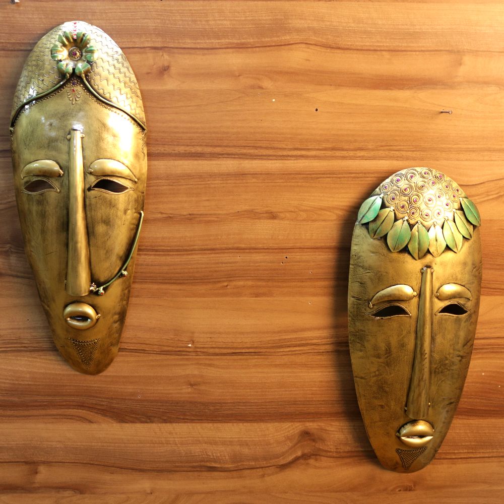 Painted Iron Wall Mask – Pair — view 3