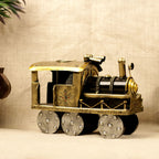 Painted Iron Steam Engine — Antique brass and black with stud detailing
