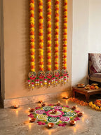 Artificial Marigold Flower Toran with Decorative Rings (Pack of 6)