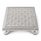 Silver-Foil Wooden Chowki – 4x4 inch