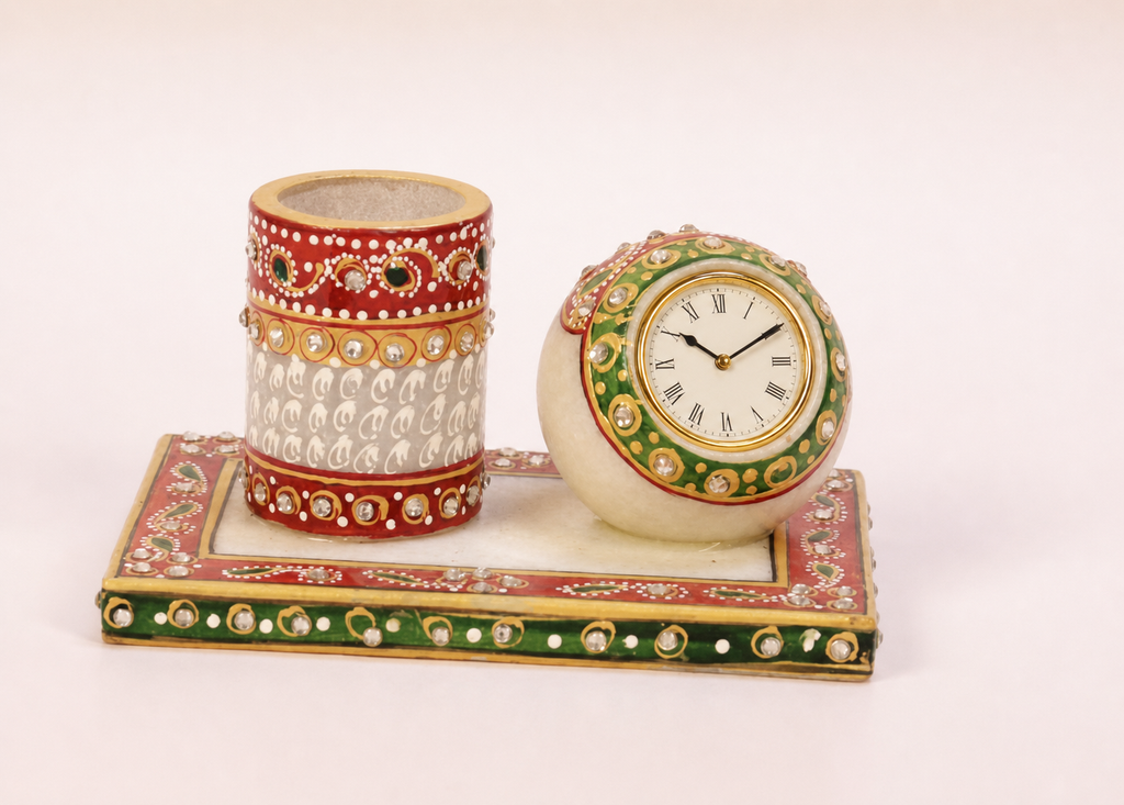 Marble Pen Stand with Clock