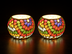 Round Mosaic LED Candle Holder- set of 2