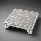 Silver-Foil Wooden Chowki – 4x4 inch