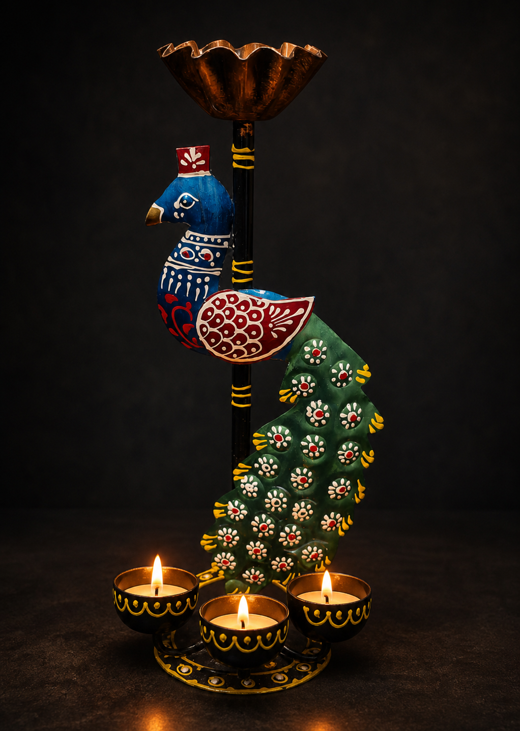 Painted Peacock Tealight Holder
