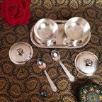 Silver Supari Bowl Set with Spoons and Tray — Bright silver plate