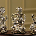 Laxmi Ganesh Saraswati Idol Set – Silver Finish, Boxed — view 6