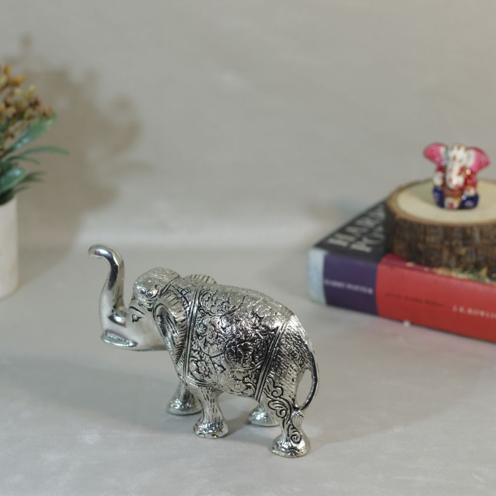 Silver-Finish Elephant Figurine – Medium — view 2