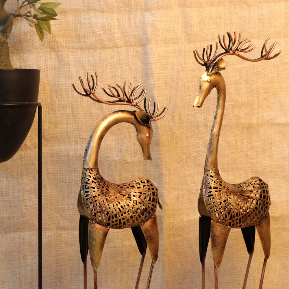 Painted Deer Tealight Stand – Set of 2 — view 2