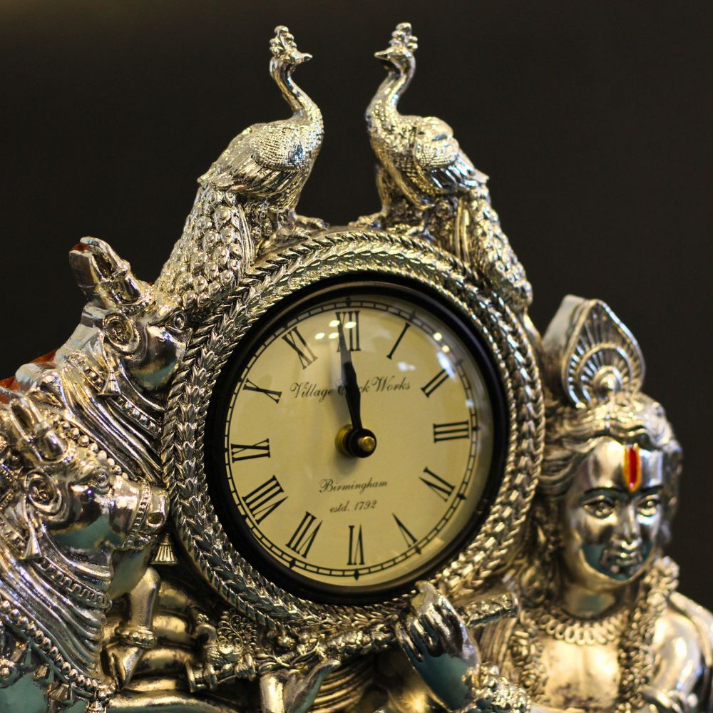 Krishna Twin Peacock Table Clock — view 7