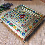 Meenakari-Painted Chowki – 12x12 inch