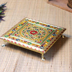 Meenakari-Painted Chowki – 10x10 inch