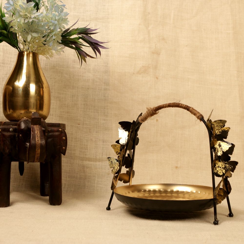 Butterfly Basket — Antique gold tone