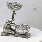 Elephant Twin Bowl Stand – Silver Finish — view 5