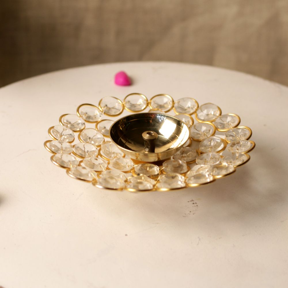 Crystal Rimmed Round Diya — view 2