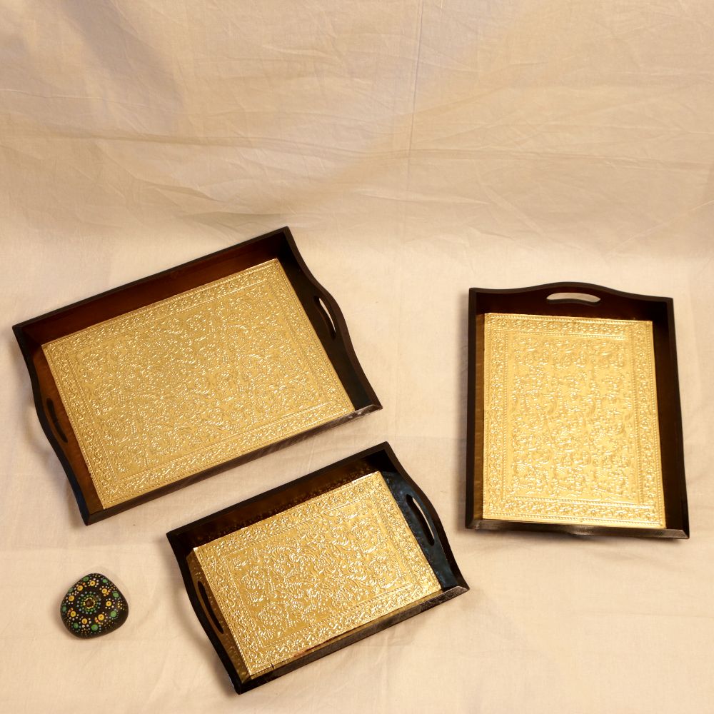 Brass Finish Tray – Set of 3 — view 3