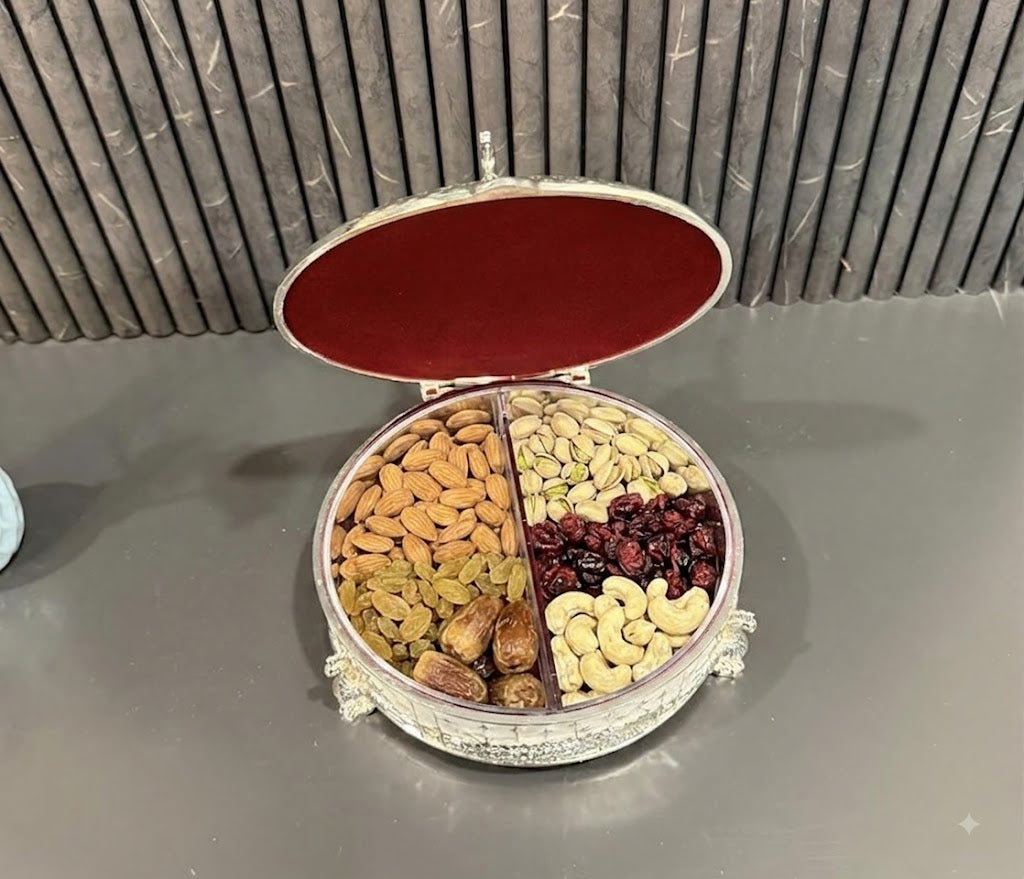 Round Dryfruit Box with Lid – Boxed