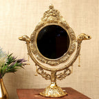 Elephant Table Mirror – Gold Finish, 16 inch — Antique gold tone