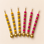 Mixed pack: 3 yellow and 3 pink ghungroo hangings