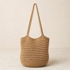 Natural beige handcrafted crochet carry bag